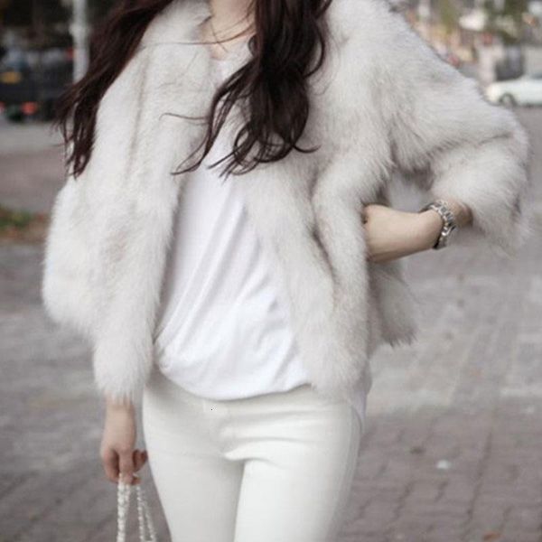 

warm faux coat winter jacket women short parka paragraph seven-point sleeve fur overcoat chaqueta mujer sl306, Black