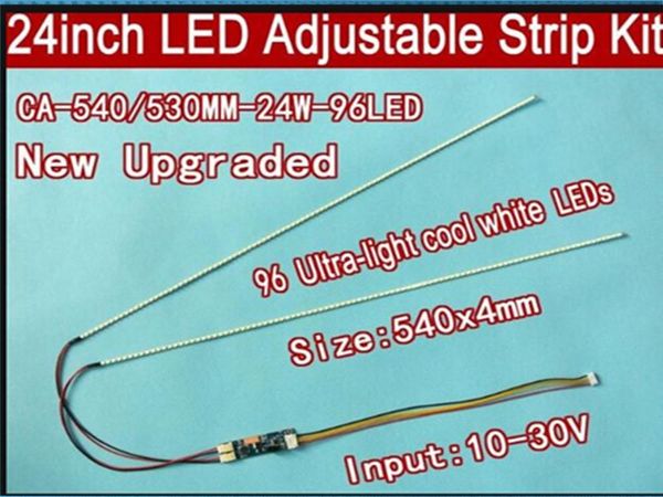 

effects 5pcs 24'' 540mm adjustable brightness led backlight strip kit,update 24inch-wide lcd ccfl panel to