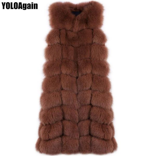 

women's fur & faux yoloagain women long vest ladies natural gilet, Black