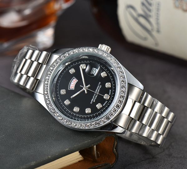 

2021 women luxury watches three stitches series quartz watch european brand steel strap clock fashio dual calendar function lady's acce, Slivery;brown