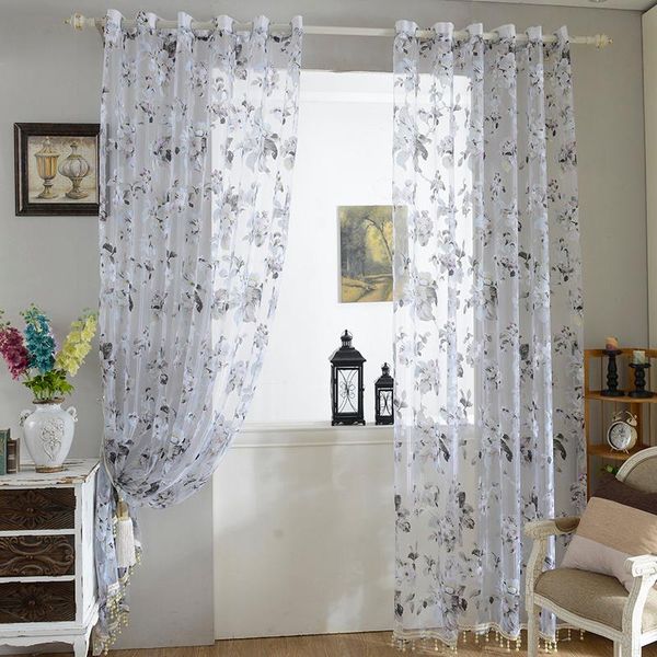 

curtain & drapes tulle window curtains modern flower treatment for living room bedroom the kitchen finished grommet sheer
