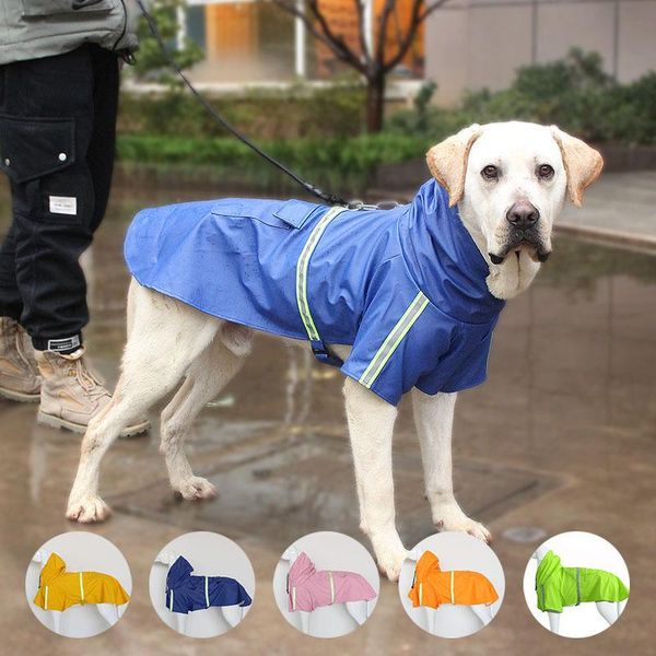

dog apparel reflective tape large raincoat waterproof coat pet clothes teddy bear big rain supplies 35