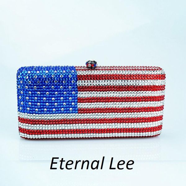 

evening bags eternal lee usa american flag pattern women crystal diamond bag purses ladies fashion dinner party clutch handbag global