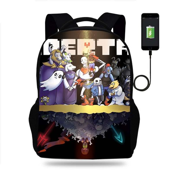 

undertale kids backpack for boys children school bags girls bookbag knapsack men women usb charging travel