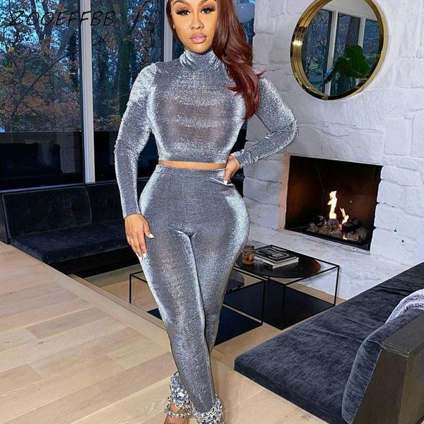 

women's tracksuits zooeffbb golden velvet tracksuit 2 piece set long sleeve + sweatpants winter clothes women lounge wear outfits match, Gray