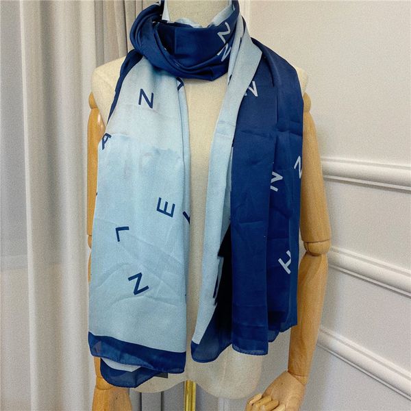 

2021 autumn and winter fashion accessories scarf summer beach seaside rectangular thin shawl classic scattered letter printing women's, Blue;gray