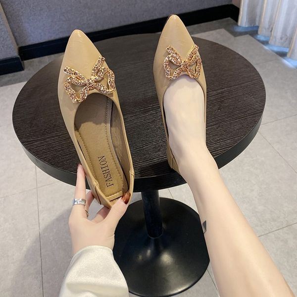 

sandals pointed toe flats shoes woman ballet leather bowtie slip on fashion loafers spring zapatos mujer hxyt, Black