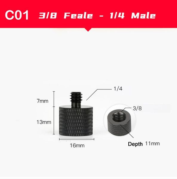 

lighting & studio accessories 3/8" female to 1/4",3/8",m6,m8,m10,m12 male metal adapter screws for tripod magic arm camera ds