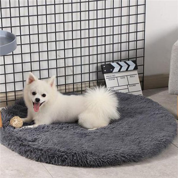 

kennels & pens round dog bed mat long plush cat blanket comforter fluffy cushion warm house pad for small medium large dogs cats