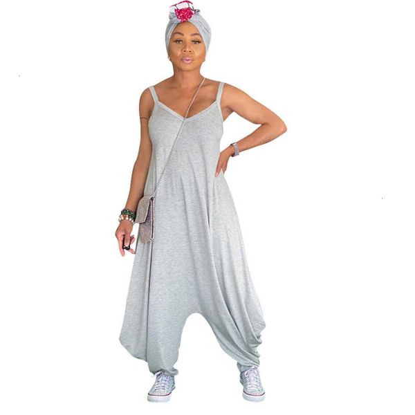 

dresses ls6349 women's casual fashion solid color suspender jumpsuit, Black;gray