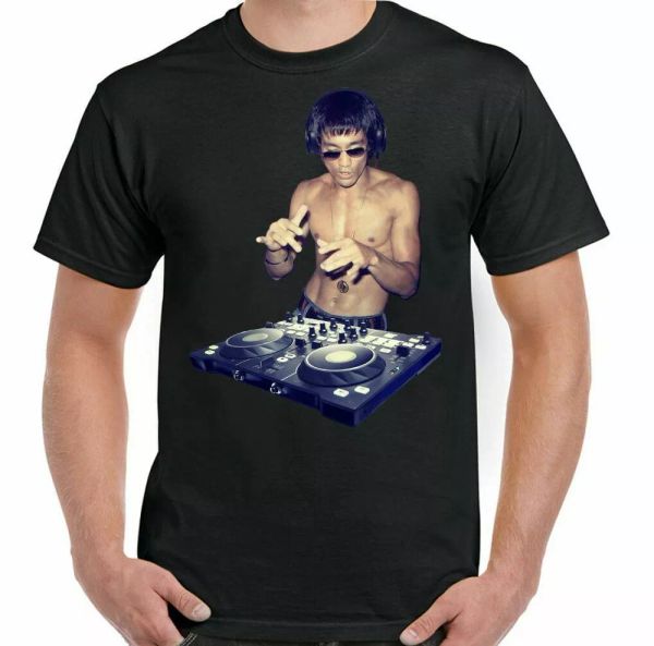 

Bruce lee t-shirt on deck men funny martial arts mma gym workout dj, White;black