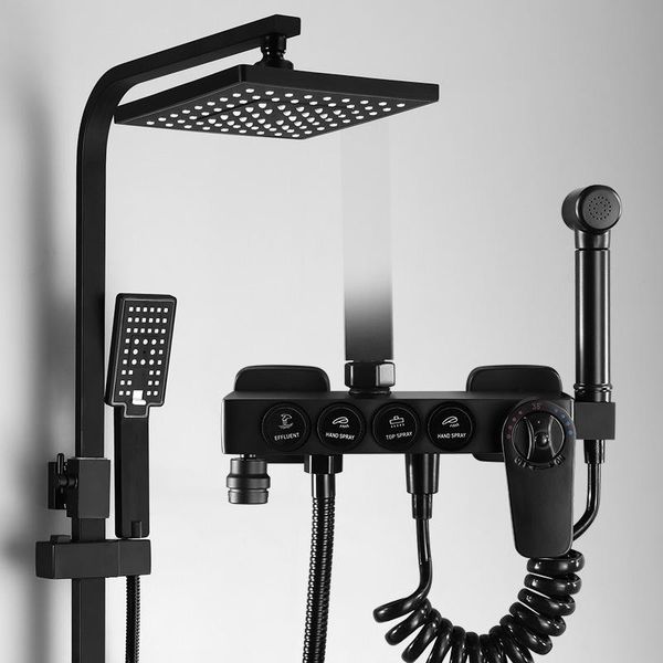 

nodic europe black full-brass european bath shower set with bidet faucet square head rack hwy62 bathroom sets