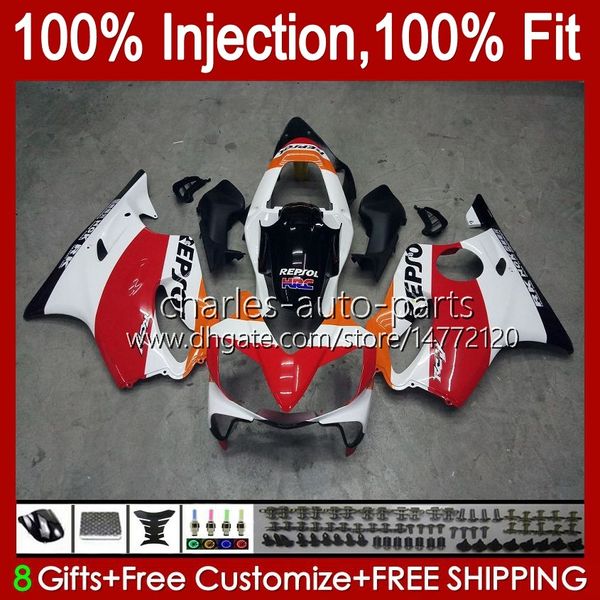 Corpo de molde de injeção para HONDA CBR 600 F4I FS CC 600F4I 600cc CC 01-03 Bodywork 46No.0 CBR600F4I F4 I CBR600 F4I 01 02 03 CBR600FS 2001 2002 2003 OEM Fairing Repsol Branco