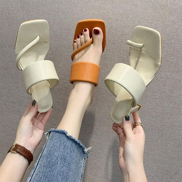 

dress shoes 2021 summer women pump thin heel high heels females open square toe ladies fashion wedding party slipper mules, Black