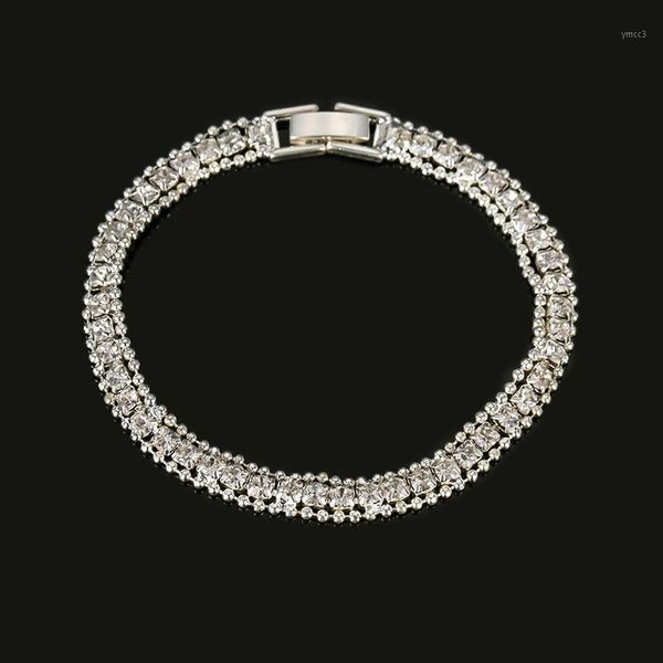 Catena a maglia di cristallo di lusso del braccialetto dei monili per la promenade elegante 1PC #B086 di cerimonia nuziale del Rhinestone della signora Girl Braccialetto