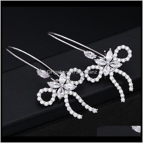 

dangle & chandelier delivery 2021 korean brand creative design niche high-end bow drop earrings jewelry fashion women luxury 18k gold plated, Silver