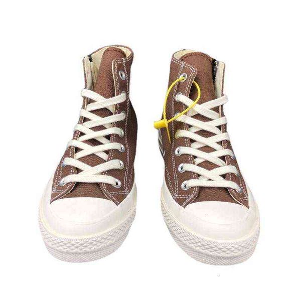 

bonibank 1970s brown coffee high canvas shoes side zipper couple board putian