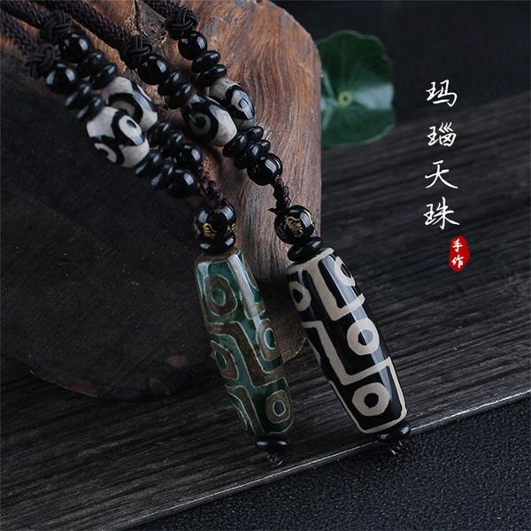 

nine eye tibet dzi pendant drop choker nacklace natural stone materials fashionable style heaven bead bring good luck necklaces, Silver