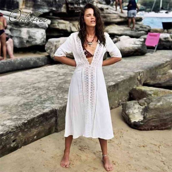 

summer boho women maxi dress white lace long tunic beach 210513, Black;gray