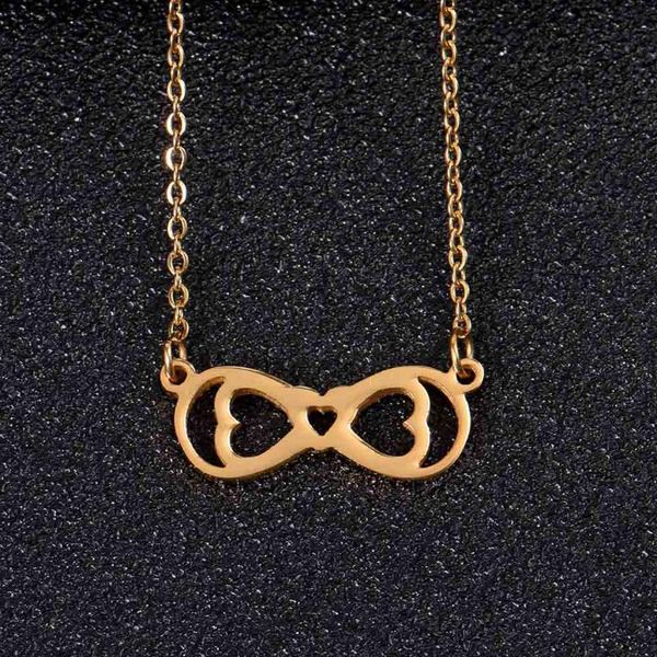 

glasses bowknot cute necklace delicate man sliver stainless steel gold chain pendant for women choker jewelry boyfriend chains, Silver