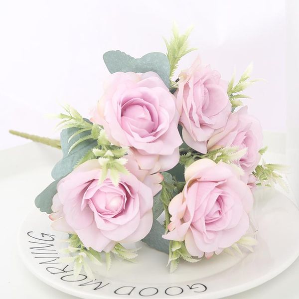 Dekorative Blumenkränze, 30 cm, rosafarben, künstlich, hochwertige lila Seide, großer Blumenstrauß, Braut hält gefälschte Hochzeit, Heimdekoration, Wohnzimmer
