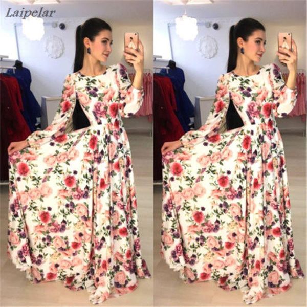

casual dresses boho fashion multicolor women long dress floral spring sleeve chiffon beach party wear female maxi vestidos, Black;gray