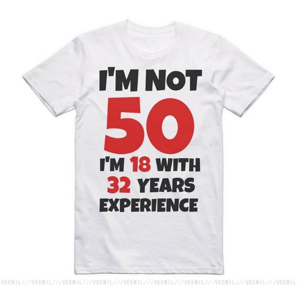 

men's t-shirts i'm not 50 funny tee t shirt 50th birthday present gift idea mum dad nan granddad loose fit t-shirt, White;black
