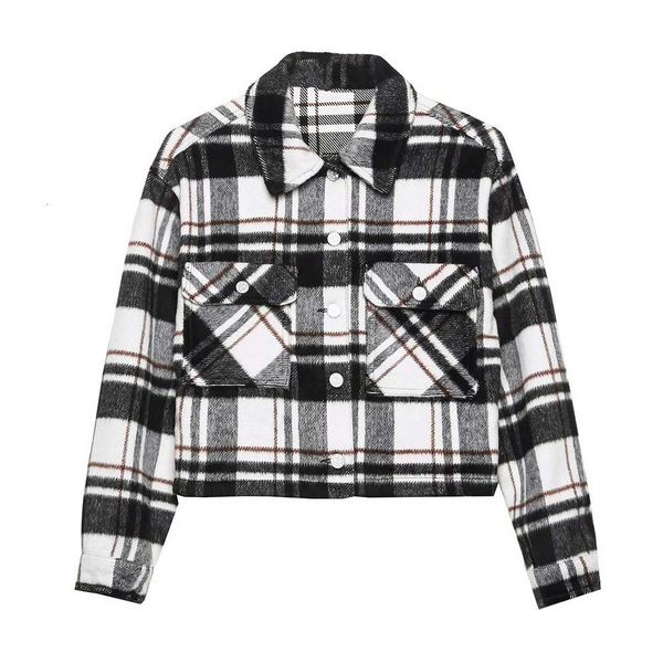 

autumn style fashion street women's plaid short casual coat, Black;brown