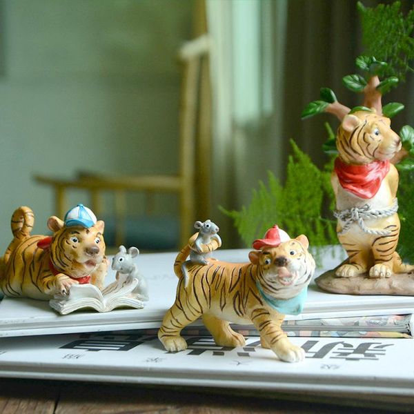 

decorative objects & figurines tiger mouse decor cute cartoon doll resin simulation animal decoration gift deskcar home accessories mode