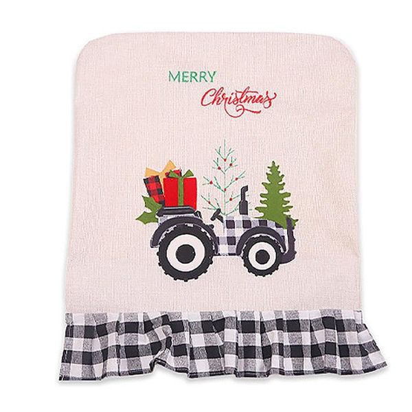 

1pcs christmas chair cover, tractor pattern dinner cap covers, for decor covers