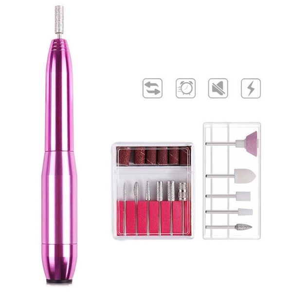 

nail drill & accessories professional electric manicure filer portable 20000rpm high speed pen shape polish remove machine pedicure tools