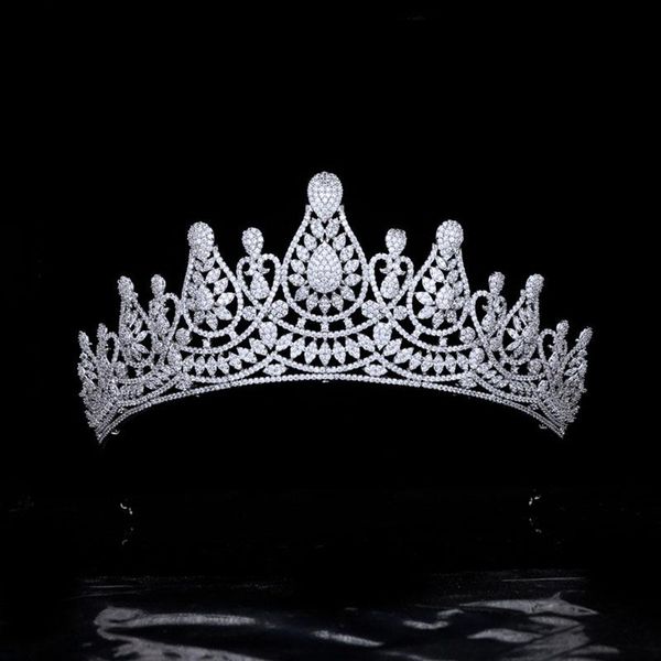 

hair clips & barrettes funmode luxury design micro cubic zircon tiara crown for women headpeice accessory wholesale fc18, Golden;silver