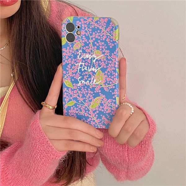 

mobile phone shell english fresh pink small floral suitable for ip11pro/max/12mini huawei p40 mate40pro soft shell protective cover