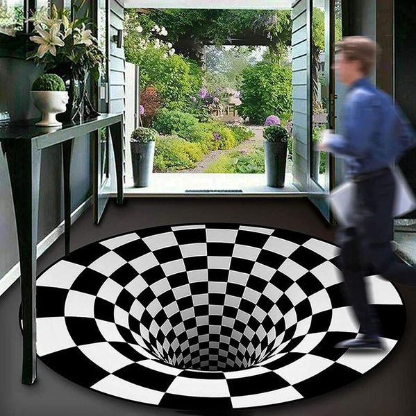 

carpets black hole circular area carpet geometry non slip living room decoration home 3d vortex illusion post