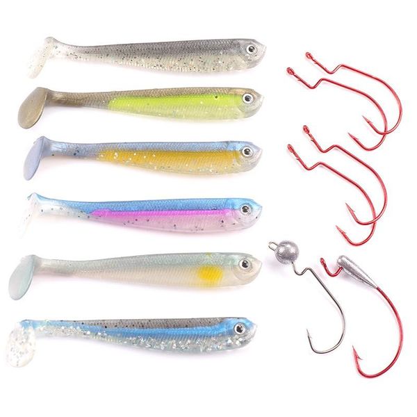 

fishing hooks 12 pcs/lot mizugiwa thorn pro worm bass soft plastic baits vibra tail minnow swimbaits kit anzuelos