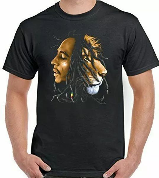 

bob marley t-shirt reggae iron lion zion mens tee unisex, White;black