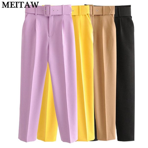 

women's pants & capris 2021 summer autumn chic women office ladies high waist vintage zipper work female ol suits trousers, Black;white
