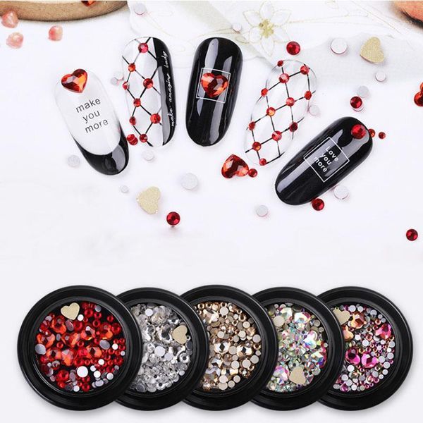 

multi-size crystals nail art 3d decoration strass gem rhinestones stones mixed colorful diy design love model1, Silver;gold