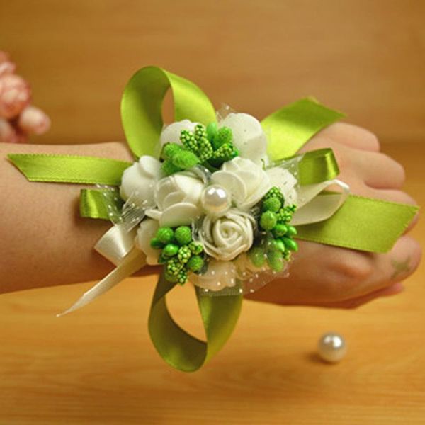 

decorative flowers & wreaths redjck handmade wedding wrist bridesmaid silk rose corsages hand flower artificial for decoration