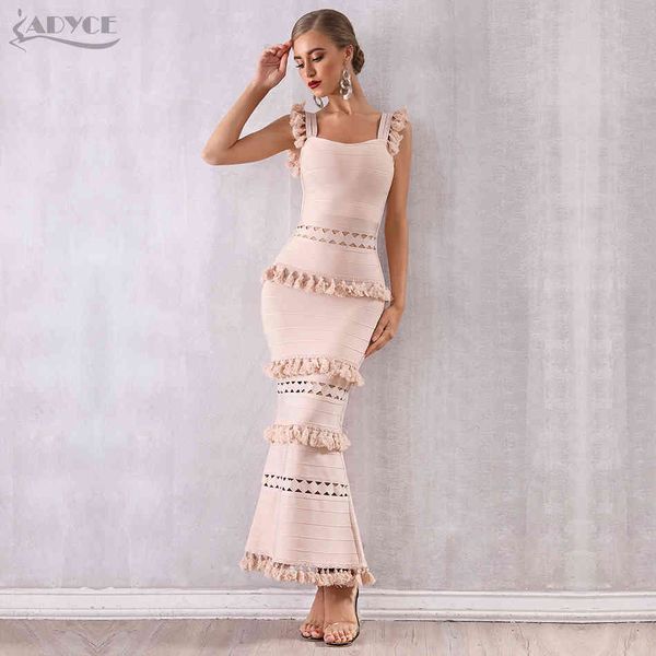 

summer women maxi hollow out bandage dress sleeveless tassel club fringe celebrity evening party 210423, Black;gray