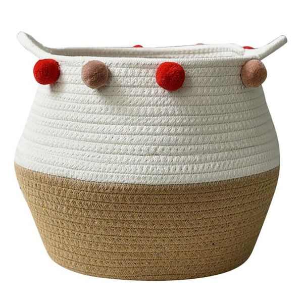 

storage baskets woven cotton rope decorative hamper for diaper, blankets, magazine and keys, home container