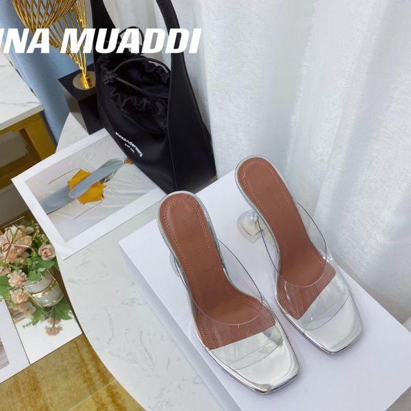 

sandals 2022 european and american ladies crystal heel high-heel transparent, Black