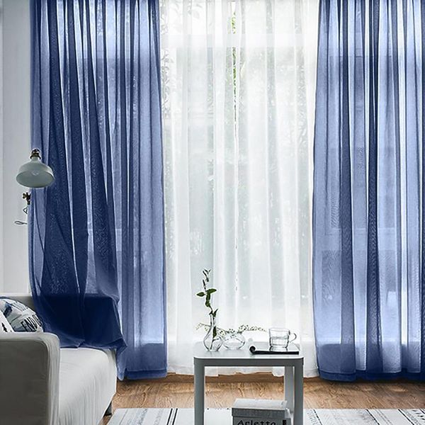 

1pc solid color rod install style sheer tulle window curtain drape curtains in the living room balcony patio decoration & drapes