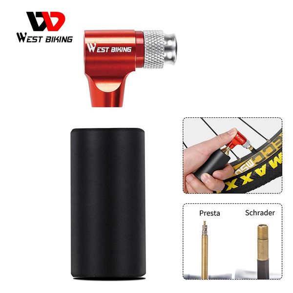 

bike pumps west biking mini bicycle pump portable co2 inflator schrader presta adapter accessories cycling hand no cartridge