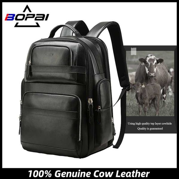

men backpack natural cowskin 100% genuine leather fashion large capacity travel layer cow business lapbag