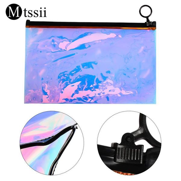 

nail art kits mtssii 1pc holographic laser transparent makeup cosmetic empty bag colorful brush pen case pouch storage zipper handbag