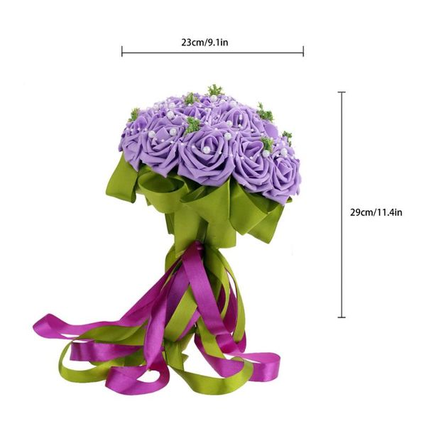 

decorative flowers & wreaths wedding bouquet pe rose artificial flower bouquets bridesmaid crystal pearl