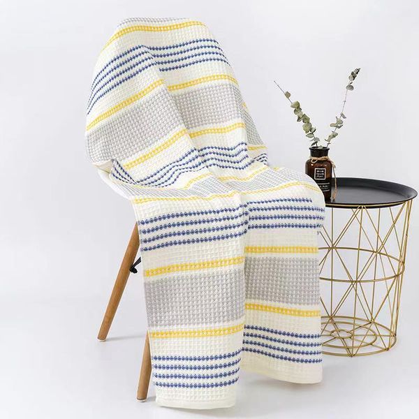 

towel pure cotton bath household beach soft absorbent colored striped honeycomb large couples