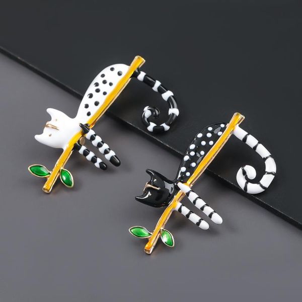 

pins, brooches cute dripping oil cat branches for women white animal brooch pin fashion dress coat accessories jewelry, Gray