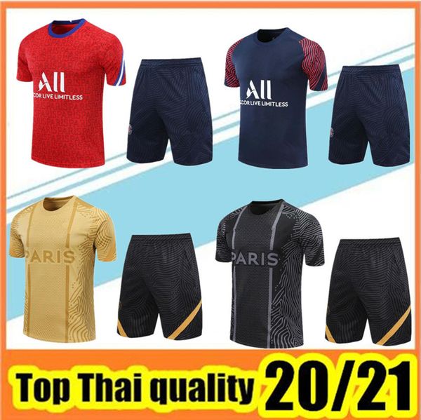 

2021 men short sleeve tracksuit training suit 2022 t-shirt + pants football uniform set, Black